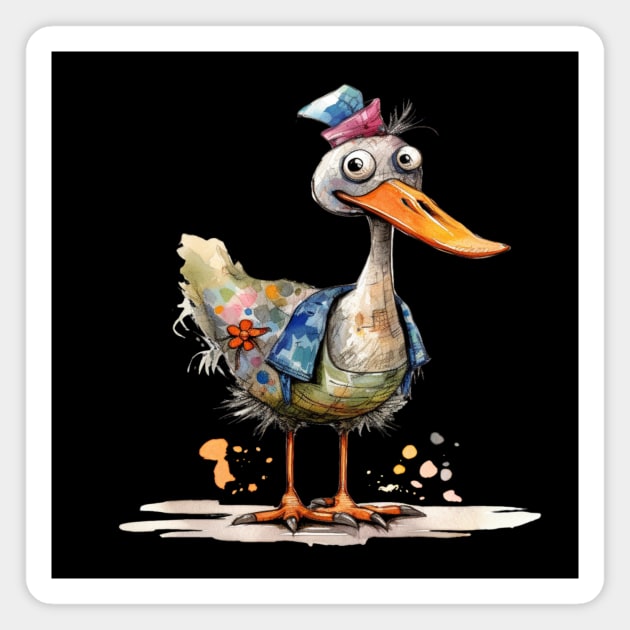 Whimsical Cute Happy Multicolored Duck Magnet by 1AlmightySprout